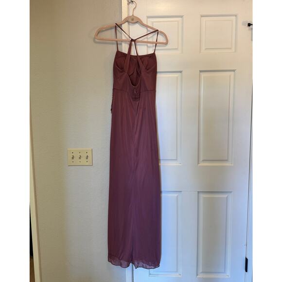 Azazie Kalea Dress Desert Rose Ruched Maxi Gown | Size A0 - Picture 6 of 7